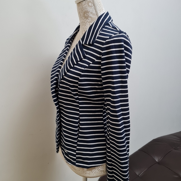 Forever 21 Navy White Stripes Blazer Jacket Women's Size M - Picture 13 of 16